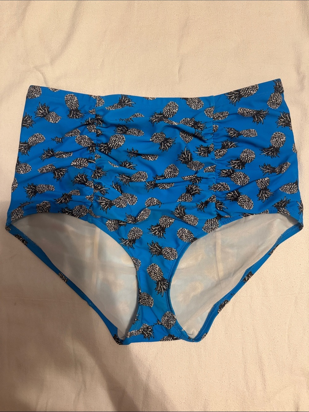 Torrid Blue Pineapple High Waist Ruched Bathing Suit Bottoms
